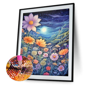 Late Night Mountain Wildflowers 40*50CM(Canvas) Full Round Drill Diamond Painting