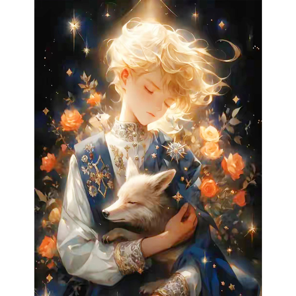 The Little Prince And The Rose Fox 50*60CM(Canvas) Full Round Drill Diamond Painting