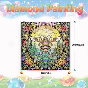 Diamond Painting Sticker Gem Sticker for Kid Gift 30x30cm (Stained Glass Bee)