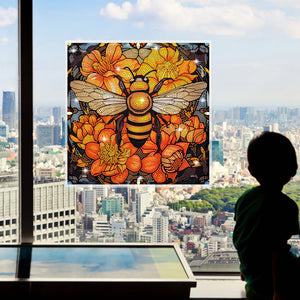 Diamond Painting Sticker Gem Sticker for Kid Gift30x30cm(Stain Glass Bee Flower)