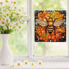 Load image into Gallery viewer, Diamond Painting Sticker Gem Sticker for Kid Gift30x30cm(Stain Glass Bee Flower)
