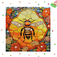 Load image into Gallery viewer, Diamond Painting Sticker Gem Sticker for Kid Gift 30x30cm (Stain Glass Bee Rose)
