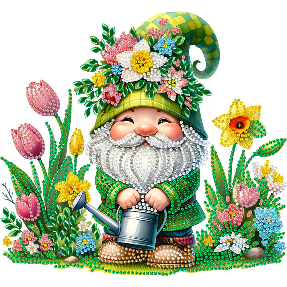 Garden Gnome 30*30CM(Canvas) Partial Special Shaped Drill Diamond Painting