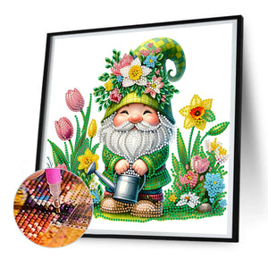 Garden Gnome 30*30CM(Canvas) Partial Special Shaped Drill Diamond Painting