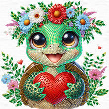 Load image into Gallery viewer, Little Turtle Wearing Flowers 30*30CM(Canvas) Partial Special Shaped Drill Diamond Painting
