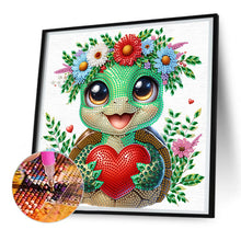 Load image into Gallery viewer, Little Turtle Wearing Flowers 30*30CM(Canvas) Partial Special Shaped Drill Diamond Painting
