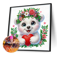 Load image into Gallery viewer, White Bear Wearing Flowers 30*30CM(Canvas) Partial Special Shaped Drill Diamond Painting
