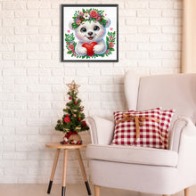 Load image into Gallery viewer, White Bear Wearing Flowers 30*30CM(Canvas) Partial Special Shaped Drill Diamond Painting
