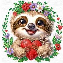 Load image into Gallery viewer, Little Sloth Wearing Flowers 30*30CM(Canvas) Partial Special Shaped Drill Diamond Painting
