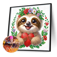 Load image into Gallery viewer, Little Sloth Wearing Flowers 30*30CM(Canvas) Partial Special Shaped Drill Diamond Painting
