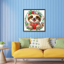 Load image into Gallery viewer, Little Sloth Wearing Flowers 30*30CM(Canvas) Partial Special Shaped Drill Diamond Painting
