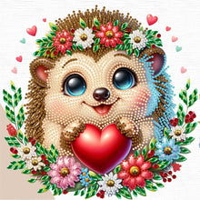 Load image into Gallery viewer, Little Hedgehog Wearing Flowers 30*30CM(Canvas) Partial Special Shaped Drill Diamond Painting
