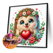 Load image into Gallery viewer, Little Hedgehog Wearing Flowers 30*30CM(Canvas) Partial Special Shaped Drill Diamond Painting
