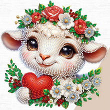 Load image into Gallery viewer, Little Sheep Wearing Flowers 30*30CM(Canvas) Partial Special Shaped Drill Diamond Painting
