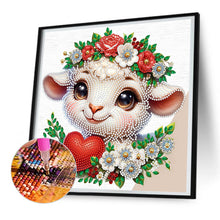 Load image into Gallery viewer, Little Sheep Wearing Flowers 30*30CM(Canvas) Partial Special Shaped Drill Diamond Painting
