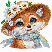 Load image into Gallery viewer, Little Fox Wearing Flowers 30*30CM(Canvas) Partial Special Shaped Drill Diamond Painting
