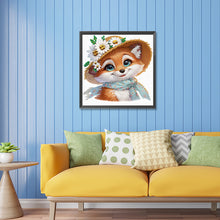 Load image into Gallery viewer, Little Fox Wearing Flowers 30*30CM(Canvas) Partial Special Shaped Drill Diamond Painting
