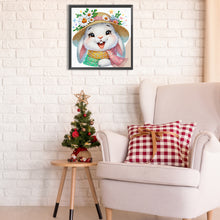 Load image into Gallery viewer, Little Rabbit With Flowers 30*30CM(Canvas) Partial Special Shaped Drill Diamond Painting
