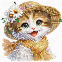 Load image into Gallery viewer, Little Cat With Flowers 30*30CM(Canvas) Partial Special Shaped Drill Diamond Painting
