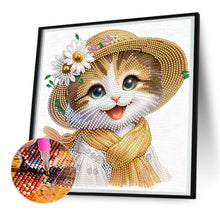 Load image into Gallery viewer, Little Cat With Flowers 30*30CM(Canvas) Partial Special Shaped Drill Diamond Painting
