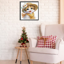 Load image into Gallery viewer, Little Cat With Flowers 30*30CM(Canvas) Partial Special Shaped Drill Diamond Painting
