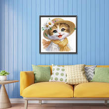 Load image into Gallery viewer, Little Cat With Flowers 30*30CM(Canvas) Partial Special Shaped Drill Diamond Painting
