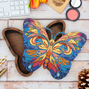 Wood DIY Diamond Painting Jewelry Organizer Box Kit for Adults Kids (Butterfly)