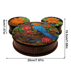 Wood DIY Diamond Painting Jewelry Organizer Box Kit for Adults Kids(Flower Bird)