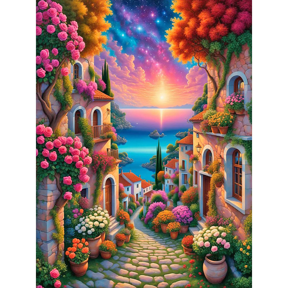 Garden House 30*40CM(Canvas) Full Round Drill Diamond Painting