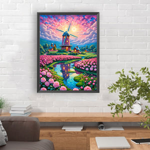 Garden House 30*40CM(Canvas) Full Round Drill Diamond Painting