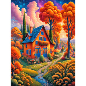 Garden House 30*40CM(Canvas) Full Round Drill Diamond Painting