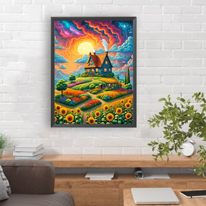 Garden House 30*40CM(Canvas) Full Round Drill Diamond Painting