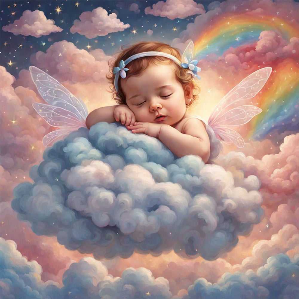 Sleeping Angel Child 30*30CM(Canvas) Full Round Drill Diamond Painting