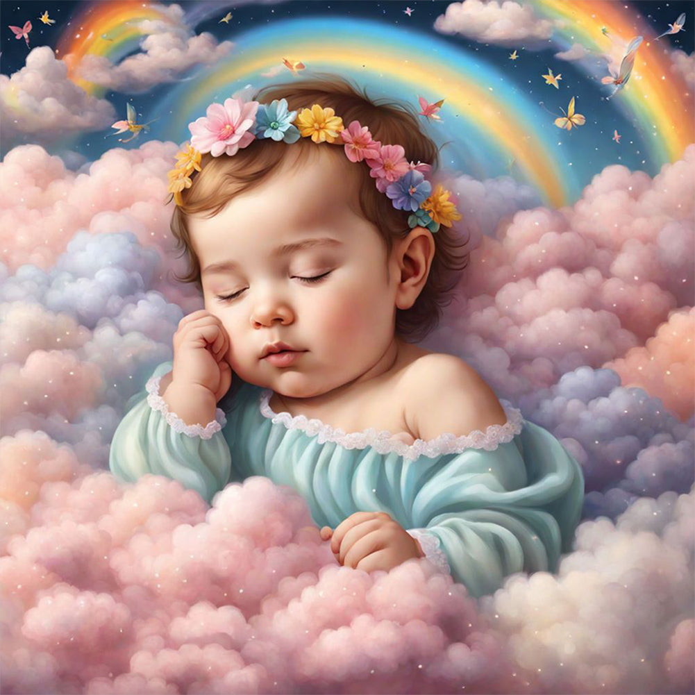 Sleeping Angel Child 30*30CM(Canvas) Full Round Drill Diamond Painting