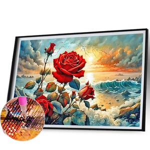 Coast Rose 60*40CM(Canvas) Full Round Drill Diamond Painting