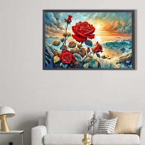 Coast Rose 60*40CM(Canvas) Full Round Drill Diamond Painting