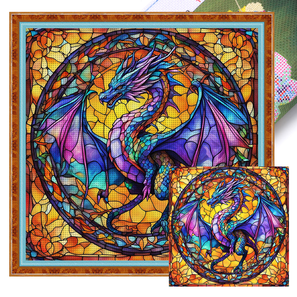 Glass Painting-Pterosaur (40*40CM) 14CT Stamped Cross Stitch