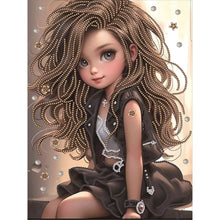 Load image into Gallery viewer, Sweet Cool Girl 30*40CM(Canvas) Partial Special Shaped Drill Diamond Painting
