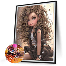 Load image into Gallery viewer, Sweet Cool Girl 30*40CM(Canvas) Partial Special Shaped Drill Diamond Painting
