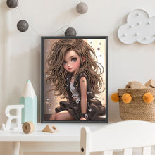 Load image into Gallery viewer, Sweet Cool Girl 30*40CM(Canvas) Partial Special Shaped Drill Diamond Painting
