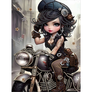 Sweet Cool Girl 30*40CM(Canvas) Partial Special Shaped Drill Diamond Painting