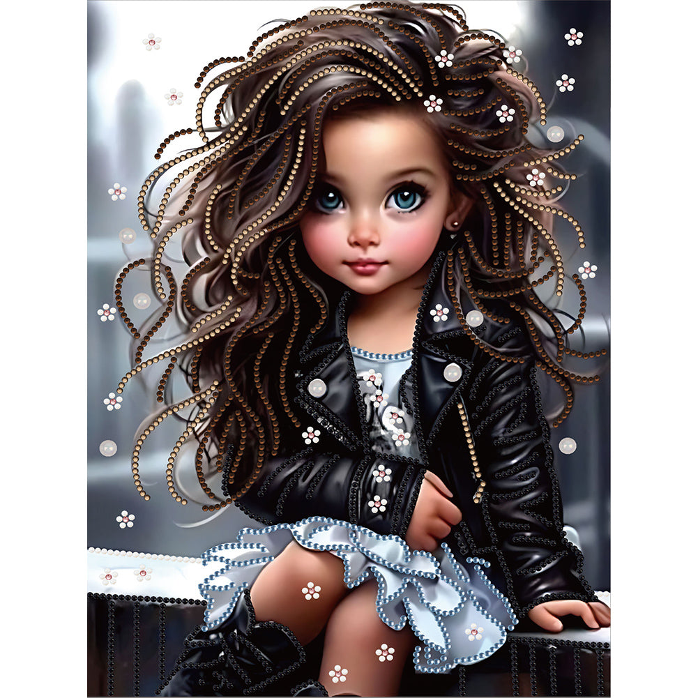 Sweet Cool Girl 30*40CM(Canvas) Partial Special Shaped Drill Diamond Painting