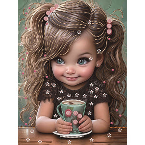 Sweet Cool Girl 30*40CM(Canvas) Partial Special Shaped Drill Diamond Painting