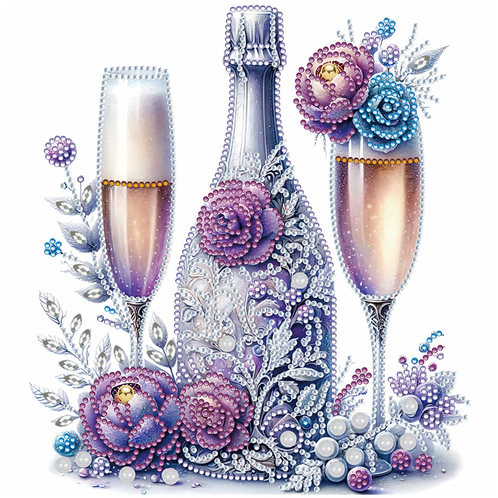 Celebration Champagne 30*30CM(Canvas) Partial Special Shaped Drill Diamond Painting