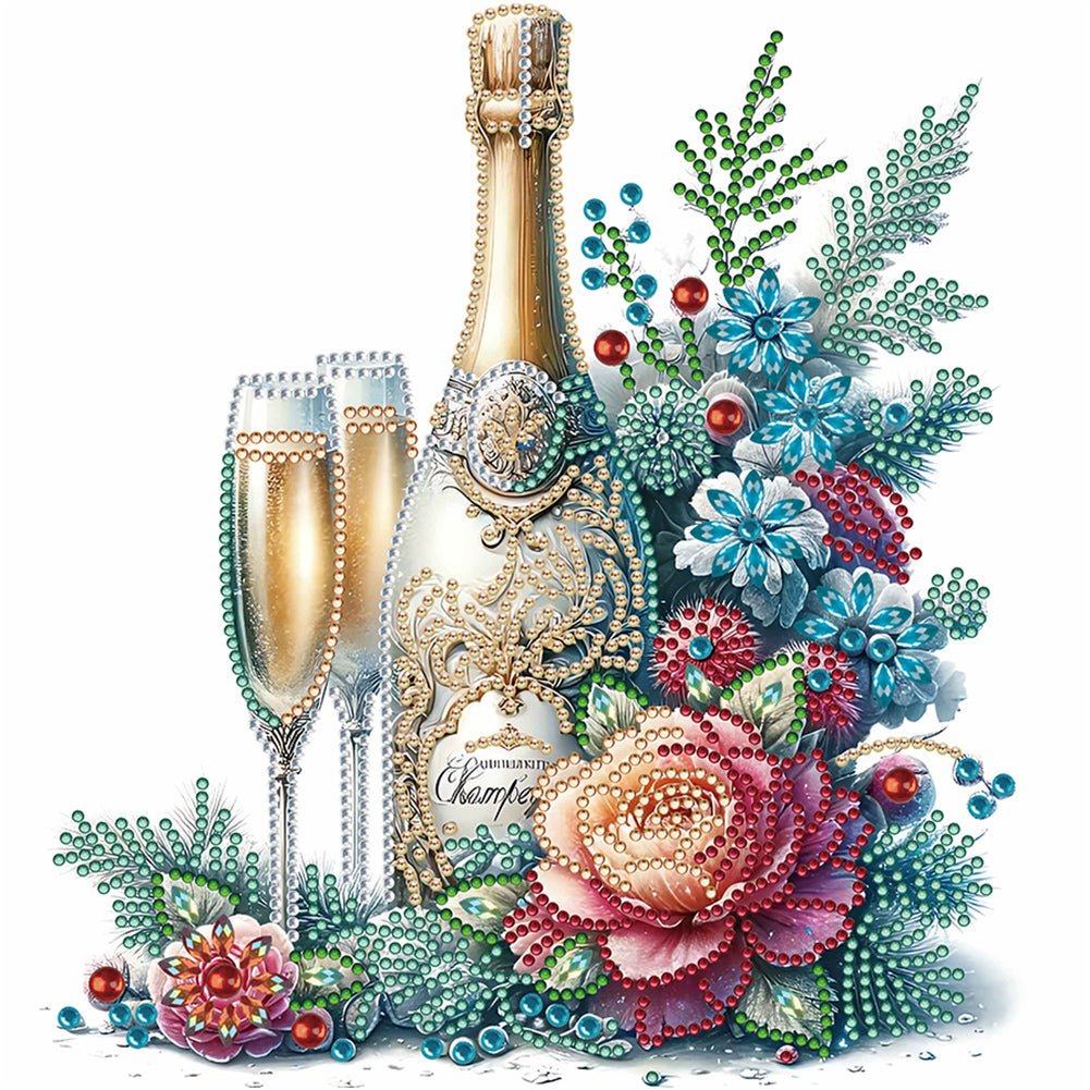 Celebration Champagne 30*30CM(Canvas) Partial Special Shaped Drill Diamond Painting