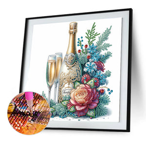 Celebration Champagne 30*30CM(Canvas) Partial Special Shaped Drill Diamond Painting