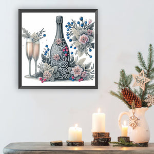 Celebration Champagne 30*30CM(Canvas) Partial Special Shaped Drill Diamond Painting