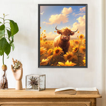 Load image into Gallery viewer, Cows In The Sunflower Field 30*40CM(Canvas) Full Round Drill Diamond Painting
