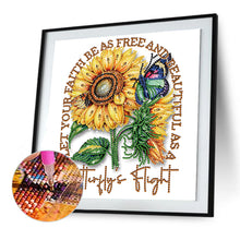 Load image into Gallery viewer, Butterfly Sunflower Calligraphy And Painting 30*30CM(Canvas) Partial Special Shaped Drill Diamond Painting
