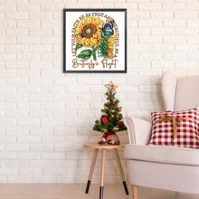 Load image into Gallery viewer, Butterfly Sunflower Calligraphy And Painting 30*30CM(Canvas) Partial Special Shaped Drill Diamond Painting
